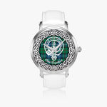 Scottish Urquhart Clan Tartan Crest Badge Silver Automatic Watch Size 46mm