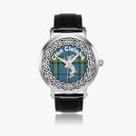 Cleland Scottish Clan Tartan Crest Badge Silver Automatic Watch Size 46mm