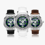 Scottish Oliphant Clan Tartan Crest Badge Silver Automatic Watch Size 46mm