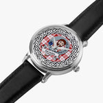 Menzies Scottish Clan Tartan Crest Badge Silver Automatic Watch Size 46mm