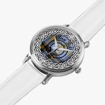 Scottish Bell Clan Tartan Crest Badge Silver Automatic Watch Size 46mm