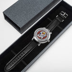 Chisholm Scottish Clan Tartan Crest Badge Silver Automatic Watch Size 46mm