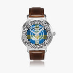 Scottish Laing Clan Tartan Crest Badge Silver Automatic Watch Size 46mm