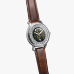 Monteith Scottish Clan Tartan Crest Badge Silver Automatic Watch Size 46mm