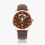 Scottish Boyd Modern Family Crest Quartz Watch With Leather Strap - Tartan Watch Instafamous Quartz Leather Strap Plaid Watch