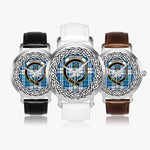 Roberton Scottish Clan Tartan Crest Badge Silver Automatic Watch Size 46mm
