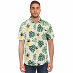 Men Hawaiian Shirt Abstract Tropical seamless pattern with Palm Leaf Men Short Sleeve Shirt