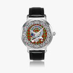 Grierson Scottish Clan Tartan Crest Badge Silver Automatic Watch Size 46mm