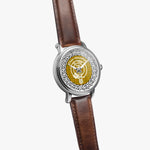 Scottish Houston Clan Tartan Crest Badge Silver Automatic Watch Size 46mm
