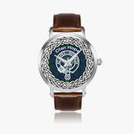 Scottish Hope Clan Tartan Crest Badge Silver Automatic Watch Size 46mm