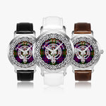 MacDonald of Glengarry Scottish Clan Tartan Crest Badge Silver Automatic Watch Size 46mm