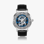 Ramsay Blue Scottish Clan Tartan Crest Badge Silver Automatic Watch Size 46mm
