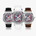 Crawford Scottish Clan Tartan Crest Badge Silver Automatic Watch Size 46mm