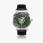 Clan Kinnear Crest & Tartan Knot Sterling Silver Unisex Automatic Watch (Silver) Size 46mm