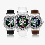 Calder Clan Tartan Crest Badge Silver Automatic Watch Size 46mm