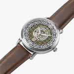 Scottish Pollock Clan Tartan Crest Badge Silver Automatic Watch Size 46mm
