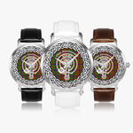 Scottish Kinninmont Clan Tartan Crest Badge Silver Automatic Watch Size 46mm