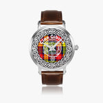 Scottish Gibson Clan Tartan Crest Badge Silver Automatic Watch Size 46mm