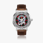 Charteris Scottish Clan Tartan Crest Badge Silver Automatic Watch Size 46mm