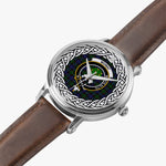 Mowat Scottish Clan Tartan Crest Badge Silver Automatic Watch Size 46mm