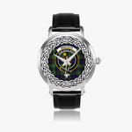 Monteith Scottish Clan Tartan Crest Badge Silver Automatic Watch Size 46mm