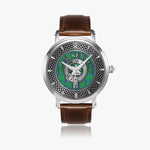 Clan Kennedy Crest & Tartan Knot Sterling Silver Unisex Automatic Watch (Silver) Size 46mm