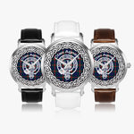 Scottish Agnew Clan Tartan Crest Badge Silver Automatic Watch Size 46mm