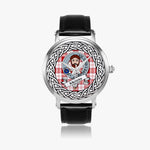 Menzies Scottish Clan Tartan Crest Badge Silver Automatic Watch Size 46mm