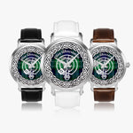 Scottish Abercrombie Clan Tartan Crest Badge Silver Automatic Watch Size 46mm