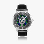 Clan MacKay Crest & Tartan Knot Sterling Silver Unisex Automatic Watch (Silver) Size 46mm