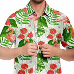Men Hawaiian Shirt Flamingo Garden Hawaiian Men Short Sleeve Shirt