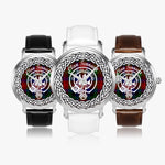 Scottish Tennant Clan Tartan Crest Badge Silver Automatic Watch Size 46mm