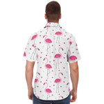 Men Hawaiian Shirt Cute Pink Girly Flamingo Love Heart White Hawaiian Men Short Sleeve Shirt