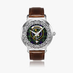 Monteith Scottish Clan Tartan Crest Badge Silver Automatic Watch Size 46mm