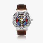 Newton Scottish Clan Tartan Crest Badge Silver Automatic Watch Size 46mm