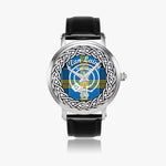 Scottish Laing Clan Tartan Crest Badge Silver Automatic Watch Size 46mm