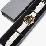 Scottish Buchanan Modern Watch Tartan Crest Leather Strap Classic Plaid Watch