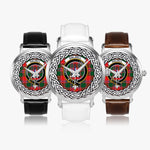 Dalzell Scottish Clan Tartan Crest Badge Silver Automatic Watch Size 46mm