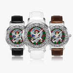 McCulloch Scottish Clan Tartan Crest Badge Silver Automatic Watch Size 46mm