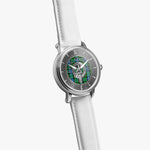 Clan Forsyth Crest & Tartan Knot Sterling Silver Unisex Automatic Watch (Silver) Size 46mm