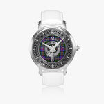 Clan MacNeil Crest & Tartan Knot Sterling Silver Unisex Automatic Watch (Silver) Size 46mm
