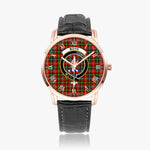 Scottish Boyd Modern Family Crest Quartz Watch With Leather Strap - Tartan Watch Instafamous Quartz Leather Strap Plaid Watch