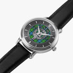 Clan Stirling Crest & Tartan Knot Sterling Silver Unisex Automatic Watch (Silver) Size 46mm
