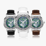 Scottish Morrison Clan Tartan Crest Badge Silver Automatic Watch Size 46mm