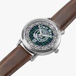 Rose Hunting Scottish Clan Tartan Crest Badge Silver Automatic Watch Size 46mm