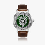 Scottish Gunn Ancient Clan Tartan Crest Badge Silver Automatic Watch Size 46mm