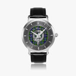 Clan MacNeill of Gigha Crest & Tartan Knot Sterling Silver Unisex Automatic Watch (Silver) Size 46mm