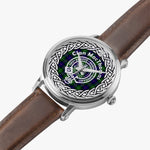 Scottish MacThomas Clan Tartan Crest Badge Silver Automatic Watch Size 46mm