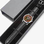 Scottish Buchanan Modern Watch Tartan Crest Leather Strap Classic Plaid Watch