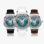 Scottish Falconer Clan Tartan Crest Badge Silver Automatic Watch Size 46mm